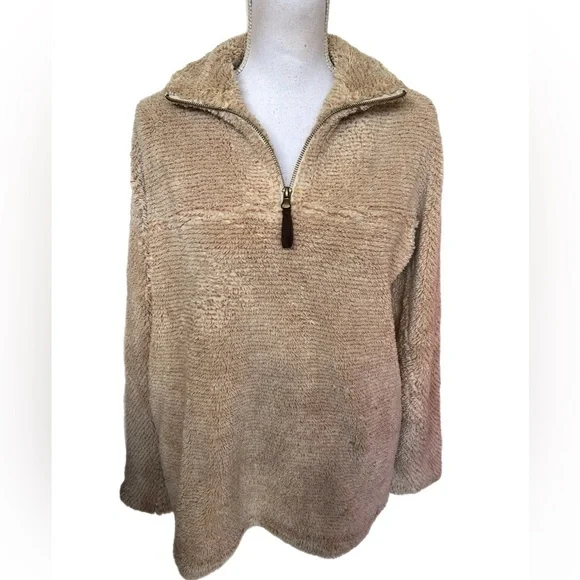 Cal Style USA Tan Brown Fleece Pullover Jacket Women’s Size Medium Soft - Picture 2 of 5